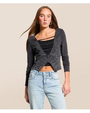 Affliction Scale Cut-Out Cropped Top - Blue