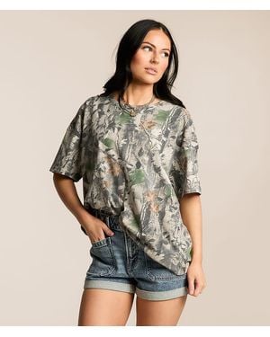 Gilded Intent Camo Print Oversized T-Shirt - Multicolor