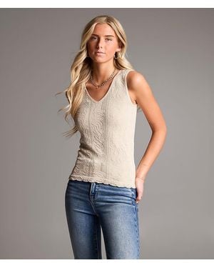 BKE Floral Textured Tank Top - Gray