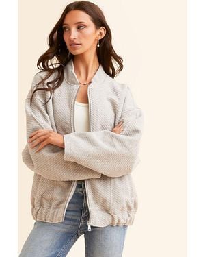 Open SZN Oversized Bomber Jacket - Natural