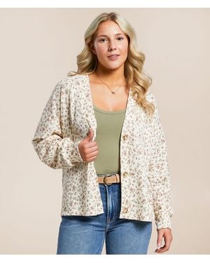 Daytrip Ribbed Floral Cardigan - Natural