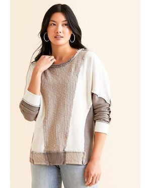 BKE Pieced Dolman Pullover - Natural