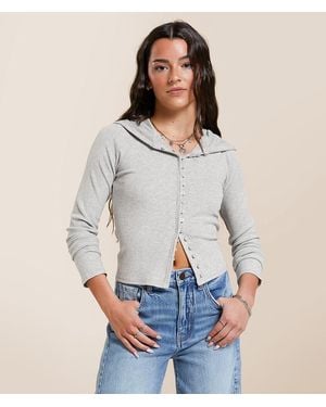 FITZ + EDDI Brushed Knit Hooded Top - White