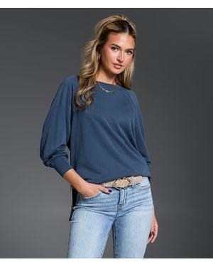 Buckle Black Side Zip Pullover - Blue