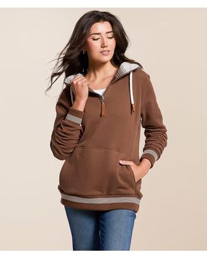 Wanakome Sabine Quarter Zip Hooded Sweatshirt - Brown