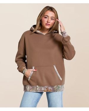 Gilded Intent Camo Trim Hooded Sweatshirt - Brown