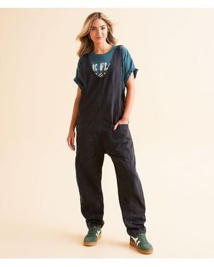 Free People High Roller Overall Denim Jumpsuit - Black