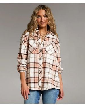 BKE Flannel Boyfriend Shirt - Brown