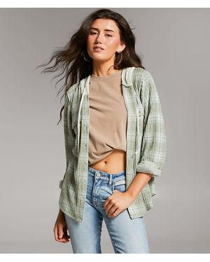 BKE Eased Plaid Hooded Shirt - Gray