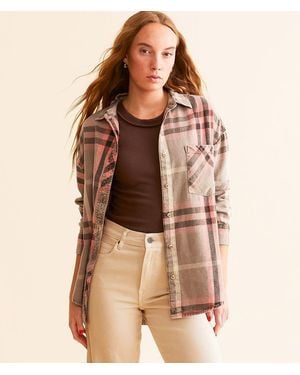 Modish Rebel Flannel Boyfriend Shirt - Brown