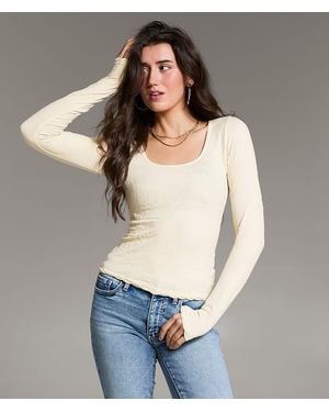 BKE Seamless Floral Top - Gray
