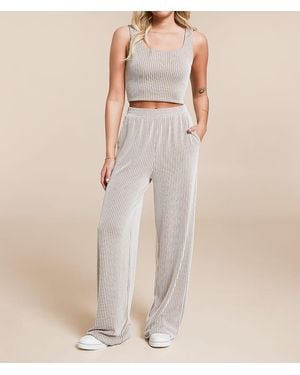 Willow & Root Rib Knit Wide Leg Pant - Natural