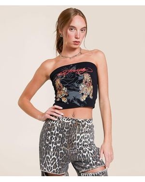 Ed Hardy Tigers Tube Top - Black