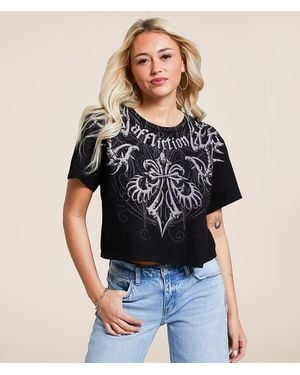 Affliction Skeleton Cropped T-Shirt - Black