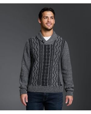 Outpost Makers Cable Knit Shawl Sweater - Gray