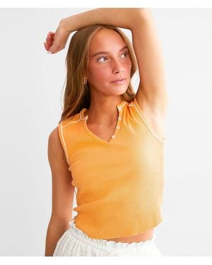 FITZ + EDDI Fitted Henley Tank Top - Orange