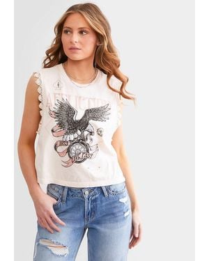 Affliction American Customs Wild Wheel Cropped Tank Top - White