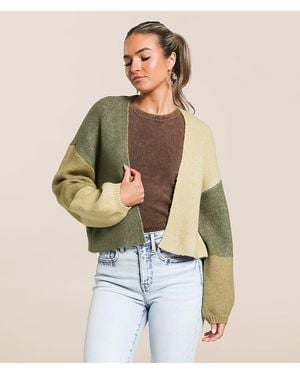 Billabong Block Out Cropped Cardigan Sweater - Natural