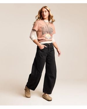 Free People We The Free Good Luck Mid-Rise Barrel Jean - Black