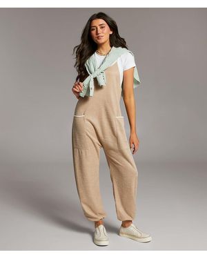 BKE Textured Jumpsuit - Natural