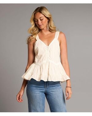 BKE Striped Peplum Tank Top - Natural