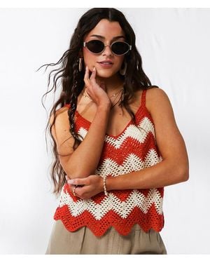 33 Coastal Chevron Sweater Tank Top - Red