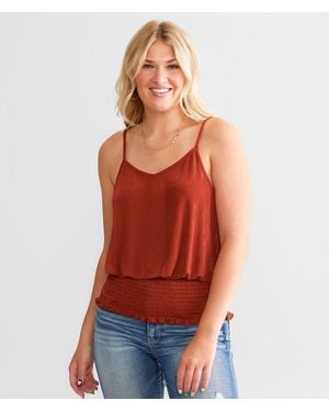 Daytrip Smocked Sheen Tank Top - Orange