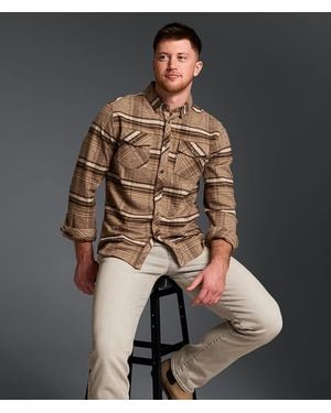 Outpost Makers Brushed Plaid Athletic Stretch Shirt - Brown
