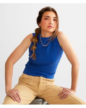Gilded Intent Textured Rib Knit Tank Top - Blue