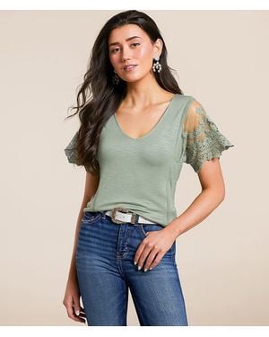 Daytrip Lace Trim Top - Green