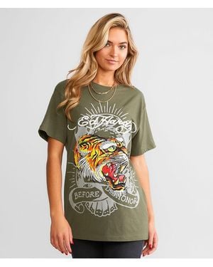 Ed Hardy Screaming Tiger Throwback T-Shirt - Green
