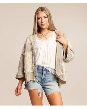 Pol Patchwork Cardigan Sweater - Natural