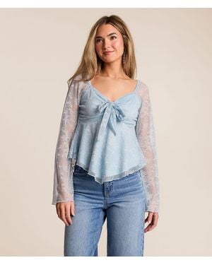 Willow & Root Floral Lace Top - Blue