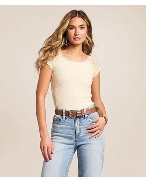 Willow & Root Lace Boatneck Top - Blue