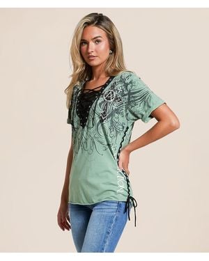 Affliction Winged Dagger T-Shirt - Green