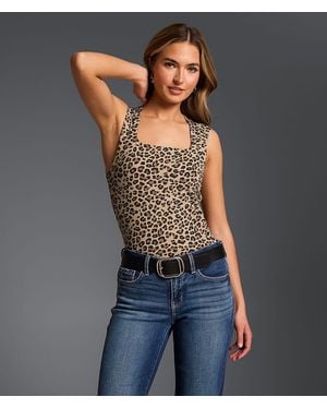 Buckle Black Leopard Shaping & Smoothing Tank Top - Brown
