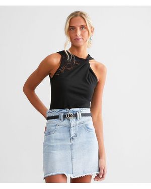 BKE Twisted Front Tank Top - Blue