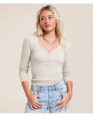 Gilded Intent Washed Henley - Gray
