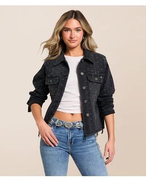 Hidden Jeans Rhinestone Denim Stretch Jacket - Blue