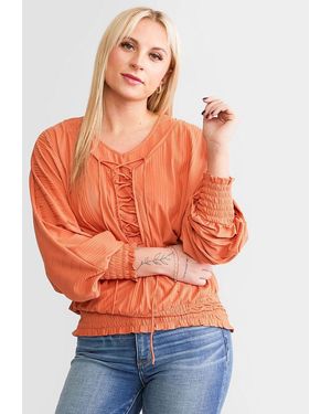 Daytrip Lace-Up Dolman Top - Orange