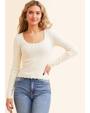 The Workshop Scallop Trim Top - Blue