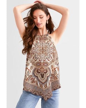 Daytrip Floral Chiffon Handkerchief Tank Top - Brown