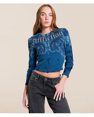 Affliction Detail Cropped Thermal - Blue
