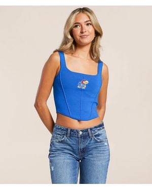 Hype and Vice Kansas Jayhawks Corset Cropped Tank Top - Blue
