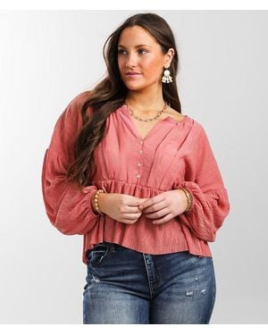 Blu Pepper Babydoll Henley - Red