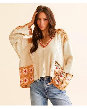 Pol Pieced Crochet Hoodie - Natural