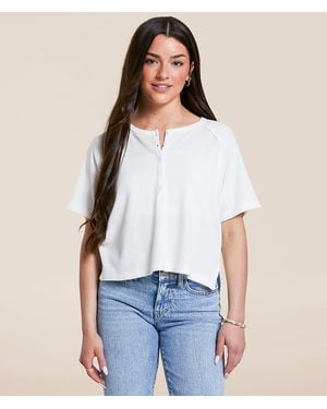 FITZ + EDDI Cropped Thermal Henley - White