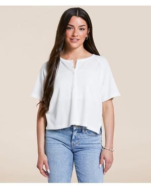 FITZ + EDDI Cropped Thermal Henley - White