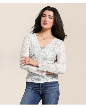 Willow & Root Sequin Lace Top - White
