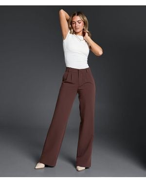 Buckle Black High Rise Wide Leg Trouser Stretch Pant - Black